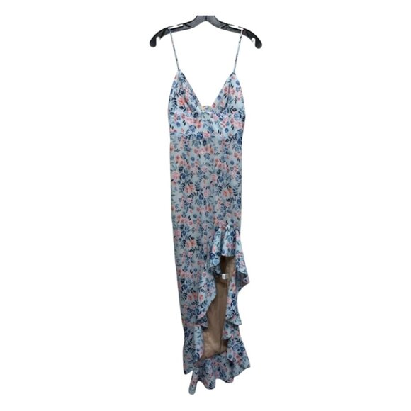 NEW Lovers + Friends Ahamani Meadow Floral Gown Revolve Blue Hi-Low Size Small - Picture 8 of 9